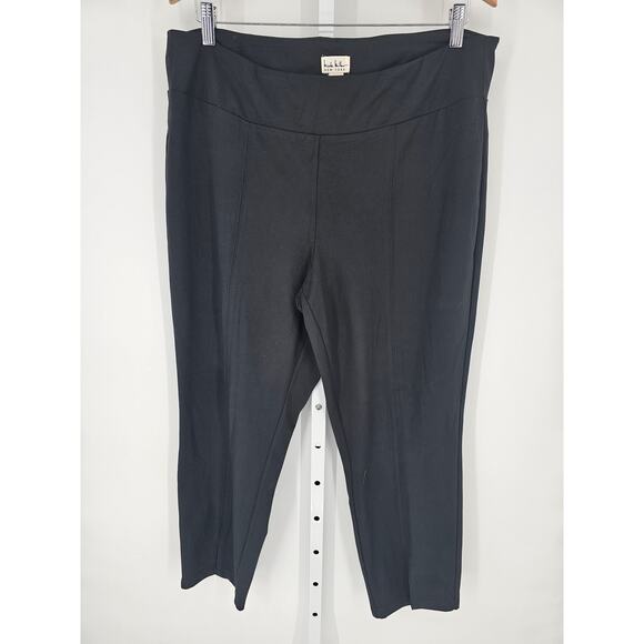 Nicole Miller Women's Cropped High Rise Black Wide Leg Legging Pant Size XL - Picture 1 of 4